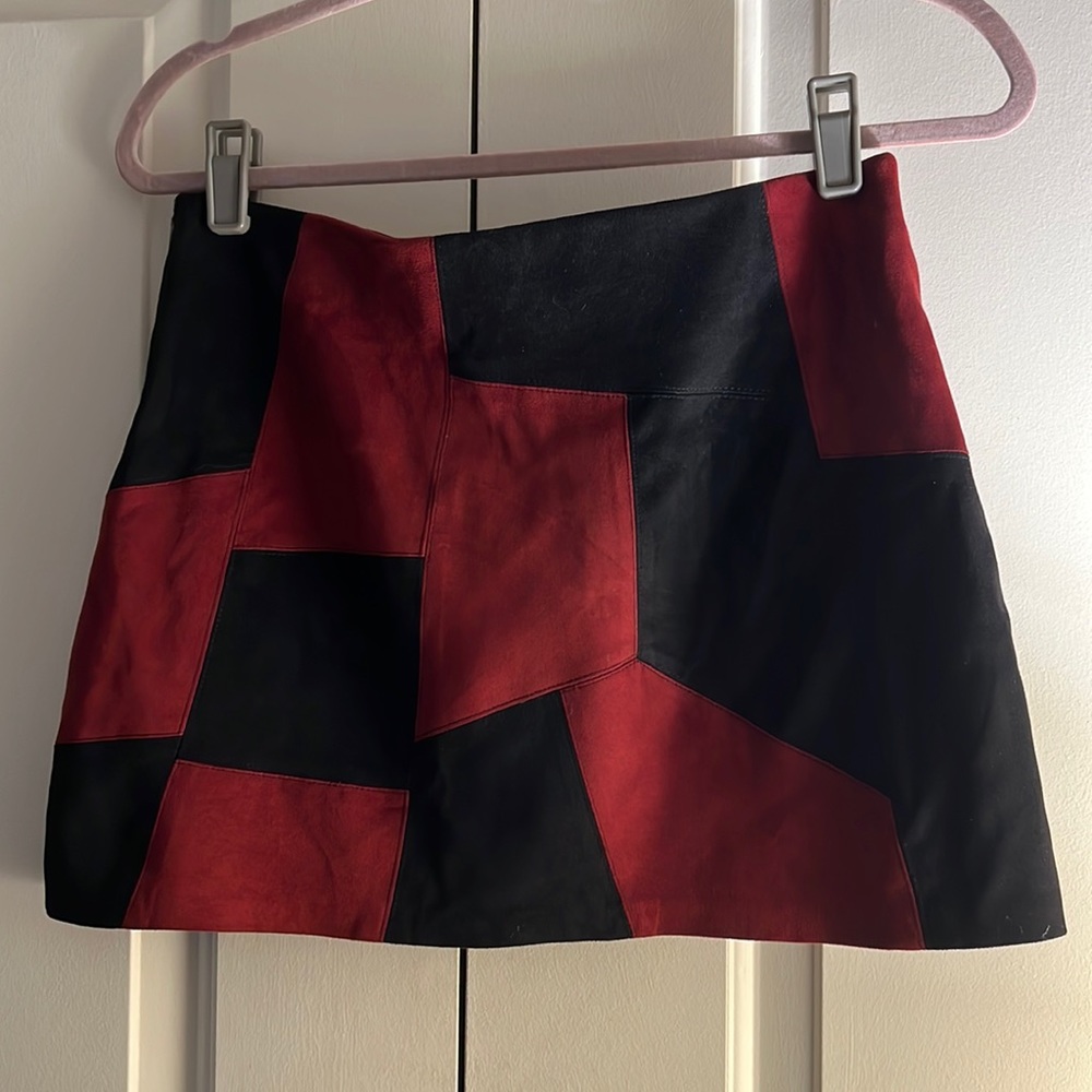 Zara, like new, color block suede mini skirt.
